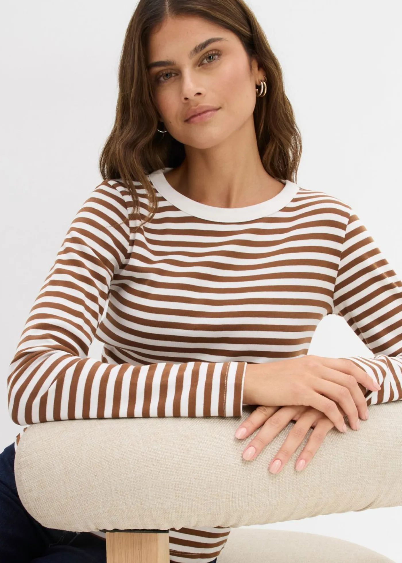 New Camiseta de algodón orgánico puro con manga larga Mujer Básicos|Camisetas