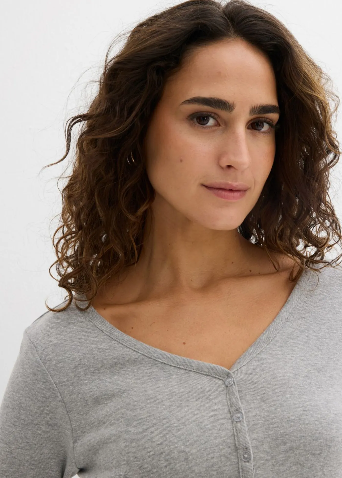 Clearance Camiseta de algodón orgánico puro con manga larga Mujer Básicos|Camisetas