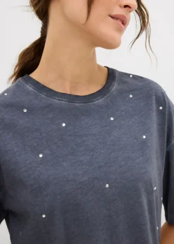 Sale Camiseta de algodón puro con piedras brillantes Mujer Camisetas