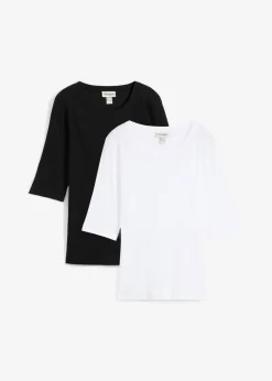 Hot Camiseta de canalé con algodón orgánico (2 unidades) Mujer Básicos|Camisetas