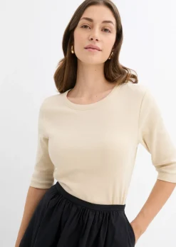 Online Camiseta de canalé con algodón orgánico (2 unidades) Mujer Básicos|Camisetas