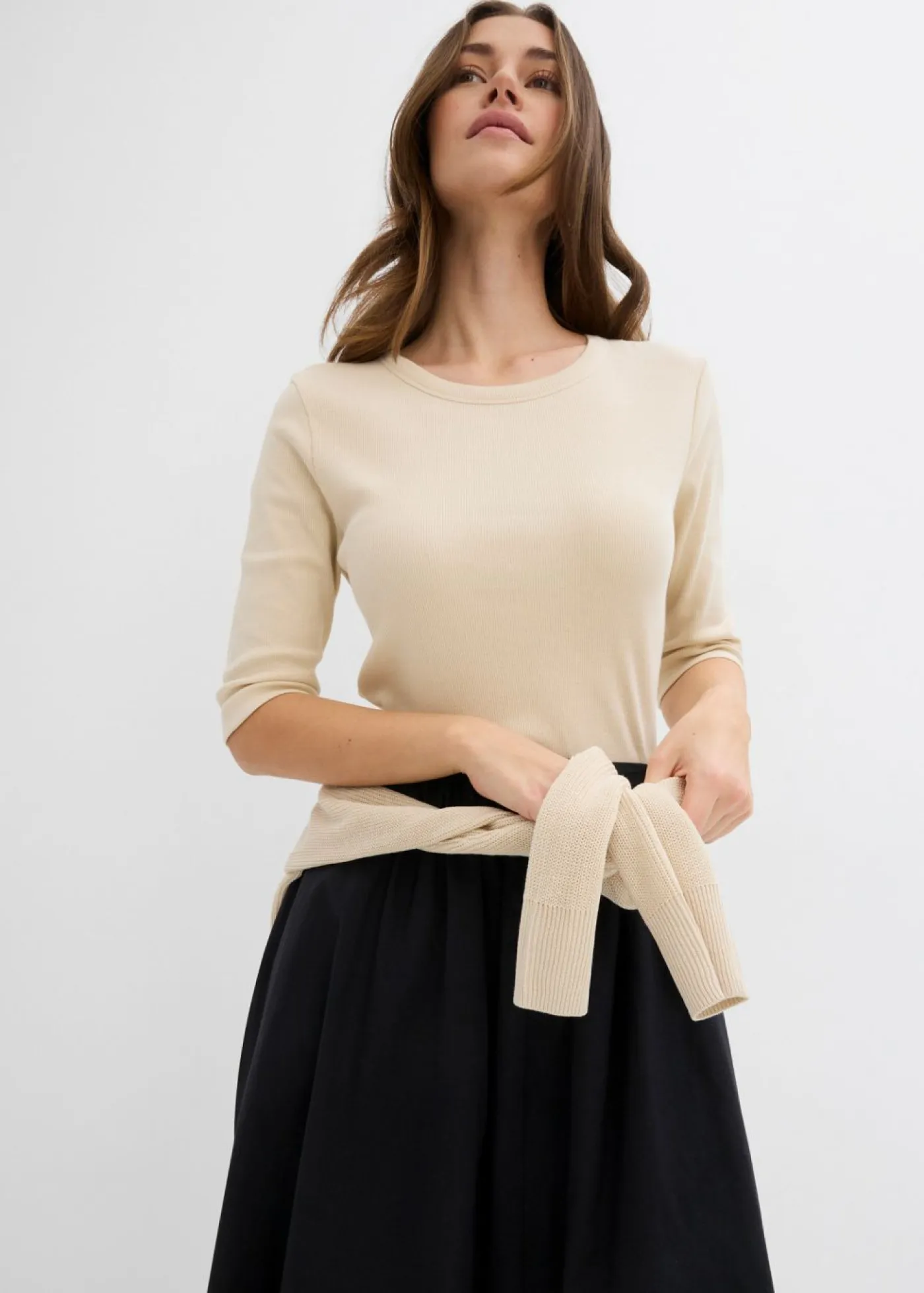 Online Camiseta de canalé con algodón orgánico (2 unidades) Mujer Básicos|Camisetas