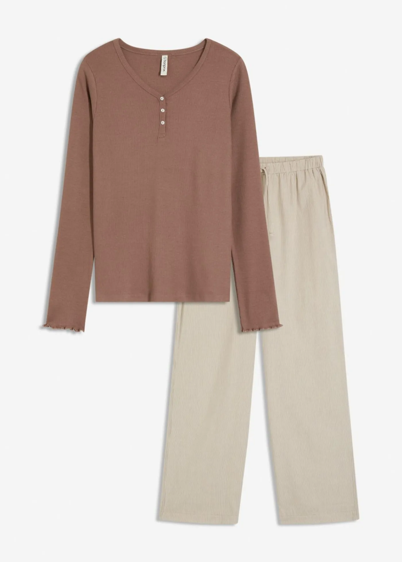 Online Camiseta de canalé con pantalón cómodo Mujer Ropa Para Dormir