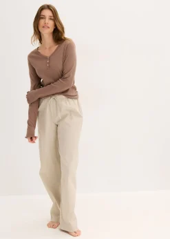 Online Camiseta de canalé con pantalón cómodo Mujer Ropa Para Dormir