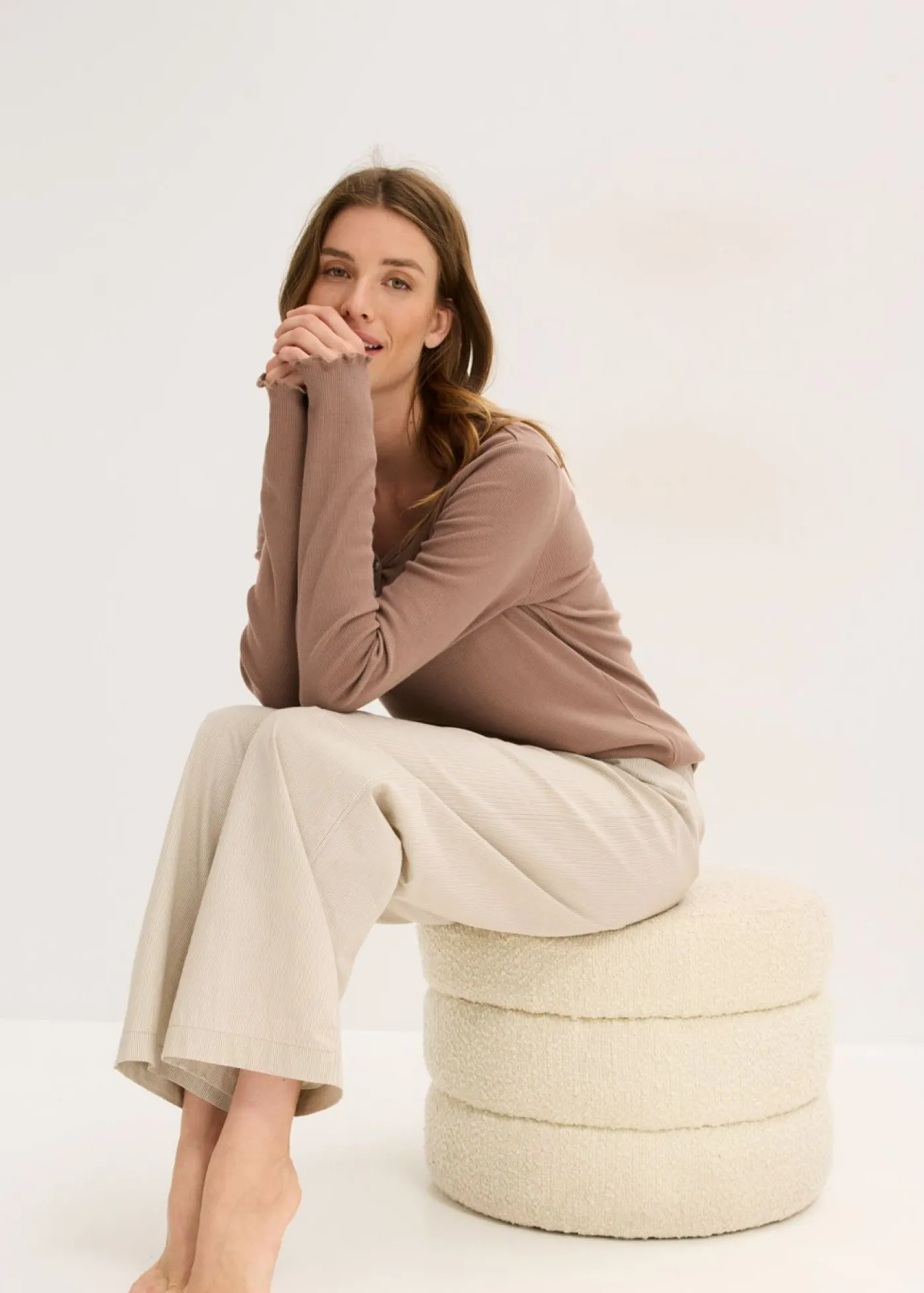 Online Camiseta de canalé con pantalón cómodo Mujer Ropa Para Dormir