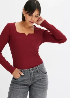 New Camiseta de canalé de algodón orgánico puro Mujer Camisetas