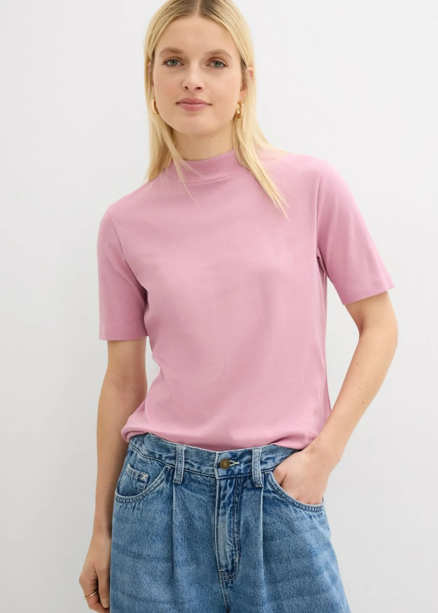 New Camiseta de canalé de algodón puro Mujer Básicos|Camisetas