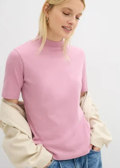 New Camiseta de canalé de algodón puro Mujer Básicos|Camisetas