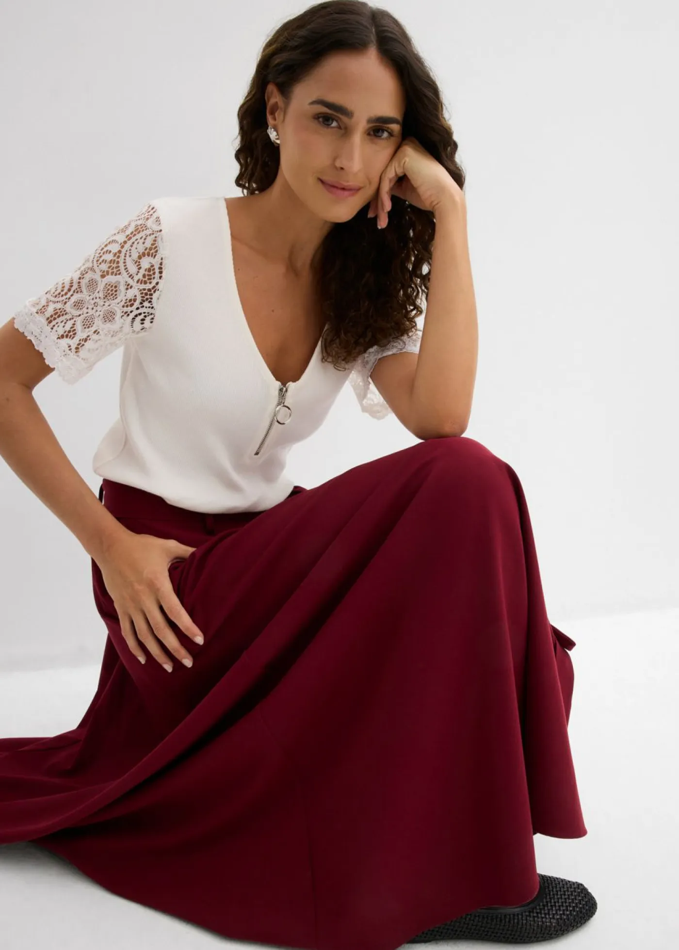 Sale Camiseta de canalé de algodón Mujer Camisetas