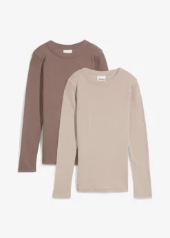 New Camiseta de canalé de algodón orgánico puro (2 unidades) Mujer Básicos|Camisetas