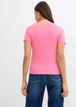 Best Camiseta de canalé de algodón orgánico puro (2 unidades) Mujer Básicos|Camisetas