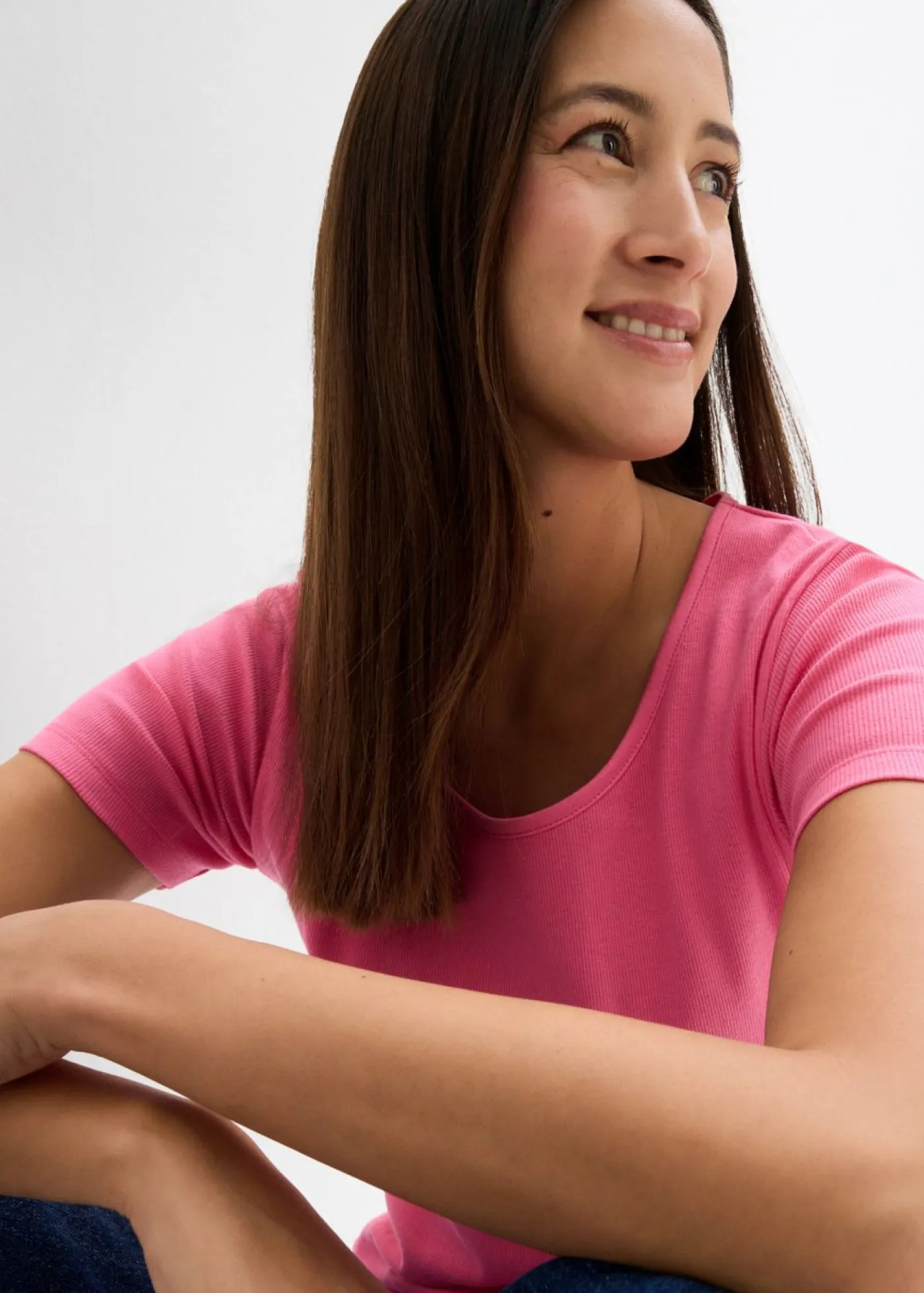 Best Camiseta de canalé de algodón orgánico puro (2 unidades) Mujer Básicos|Camisetas