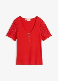 Camiseta de canalé de algodón Mujer Camisetas