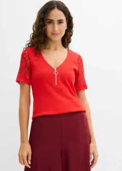 Camiseta de canalé de algodón Mujer Camisetas