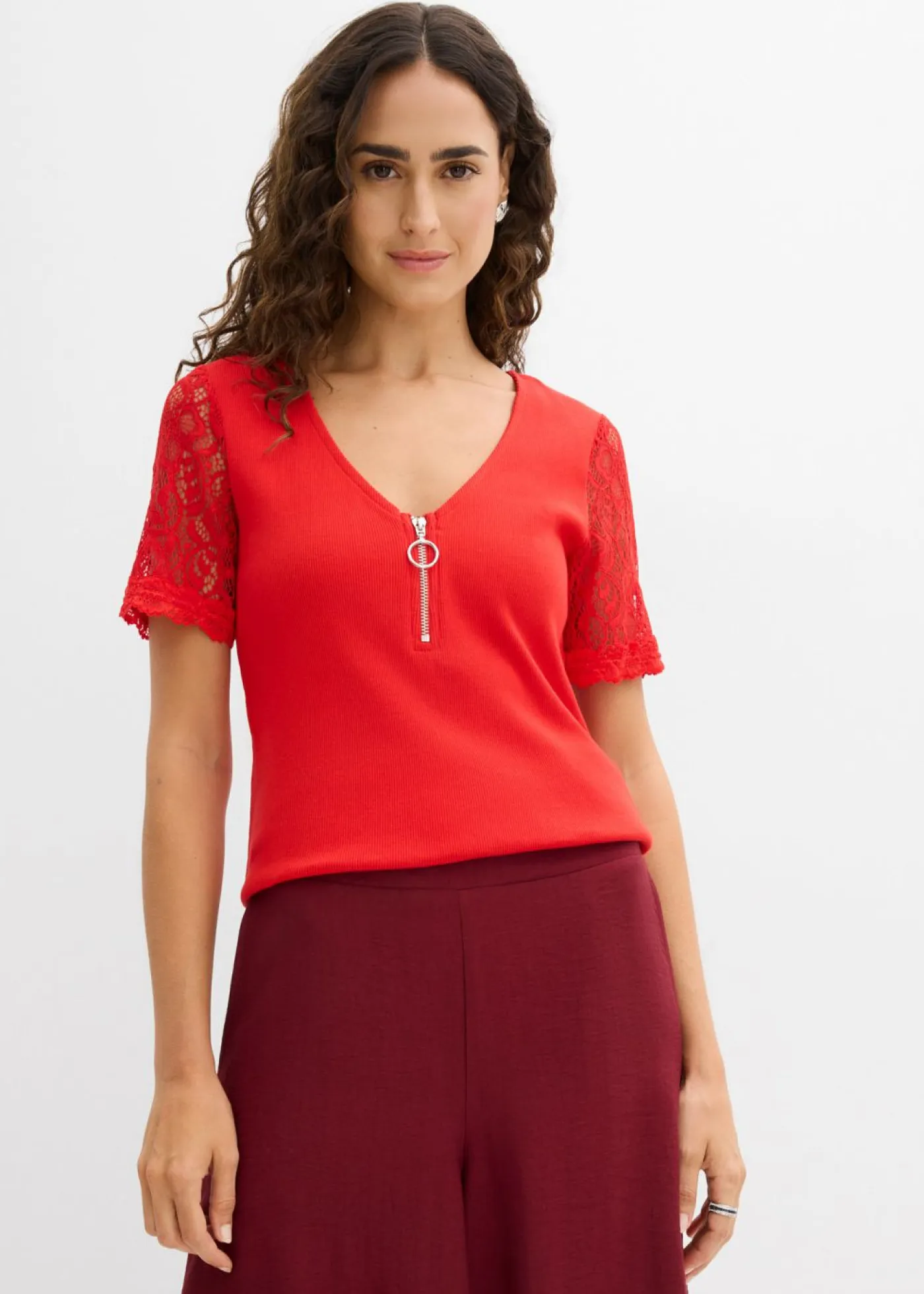 Camiseta de canalé de algodón Mujer Camisetas