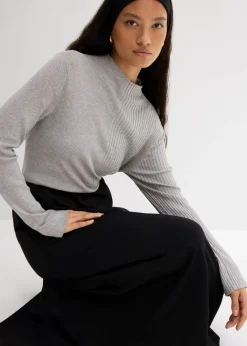 Online Camiseta de canalé de mezcla de viscosa Mujer Esenciales|Camisetas