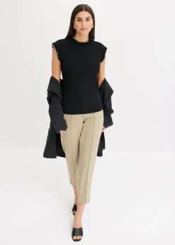 Camiseta de canalé de mezcla de viscosa Mujer Camisetas|Novedades