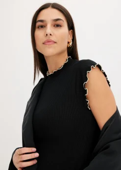 Camiseta de canalé de mezcla de viscosa Mujer Camisetas|Novedades