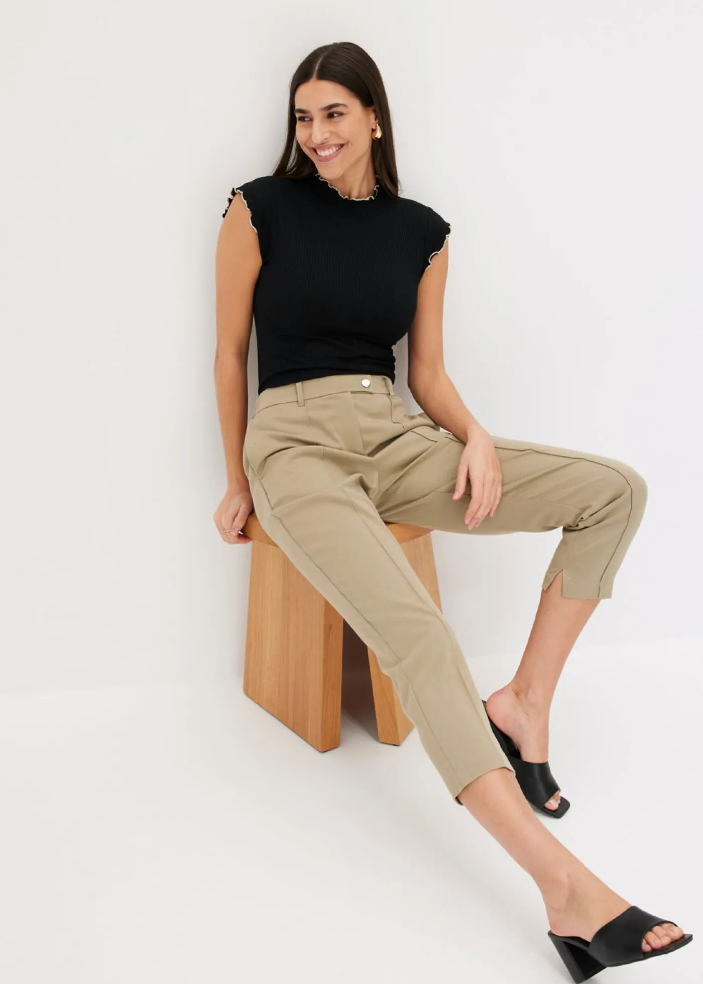 Camiseta de canalé de mezcla de viscosa Mujer Camisetas|Novedades