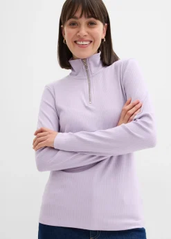 Camiseta de canalé de mezcla de viscosa suave Mujer Camisetas