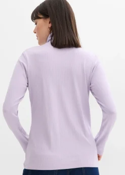 Camiseta de canalé de mezcla de viscosa suave Mujer Camisetas
