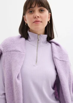 Camiseta de canalé de mezcla de viscosa suave Mujer Camisetas