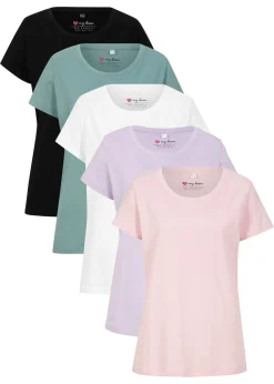 Online Camiseta de cuello redondo y manga corta (5 unidades) Mujer Básicos|Camisetas