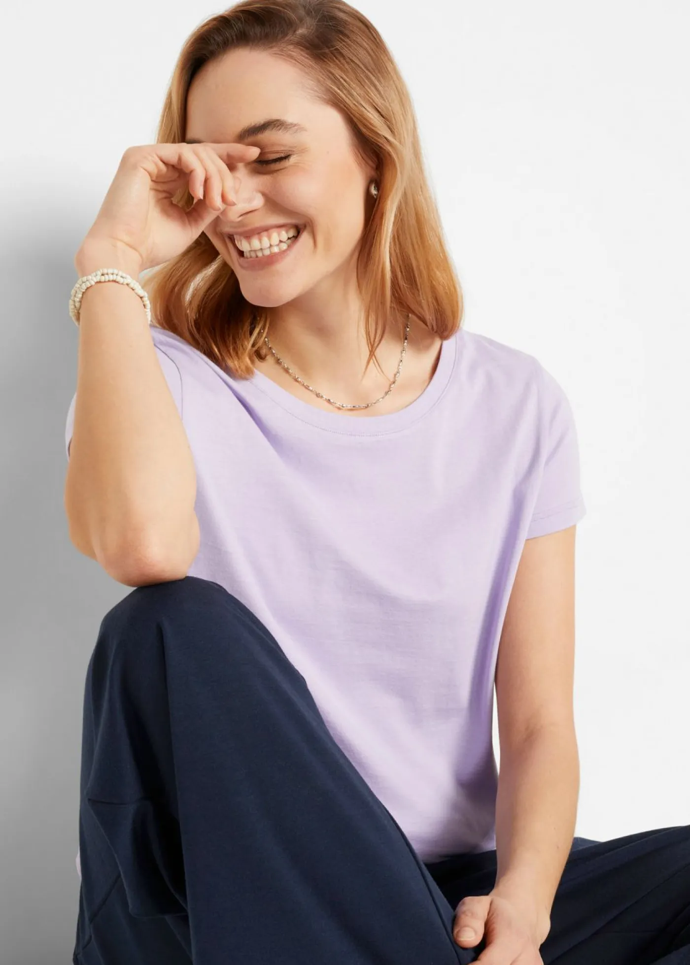 Online Camiseta de cuello redondo y manga corta (5 unidades) Mujer Básicos|Camisetas