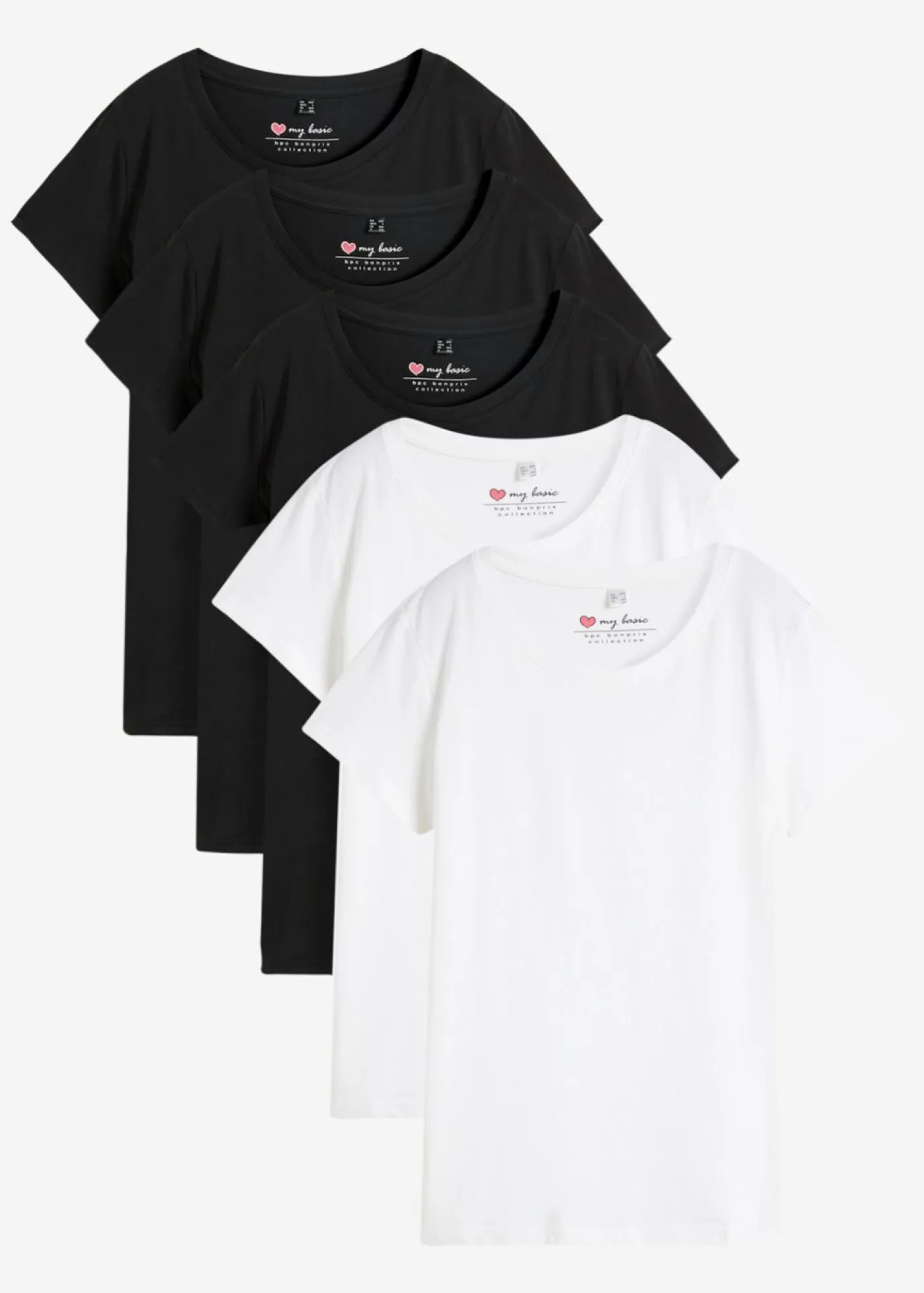 Best Camiseta de cuello redondo y manga corta (5 unidades) Mujer Básicos|Camisetas