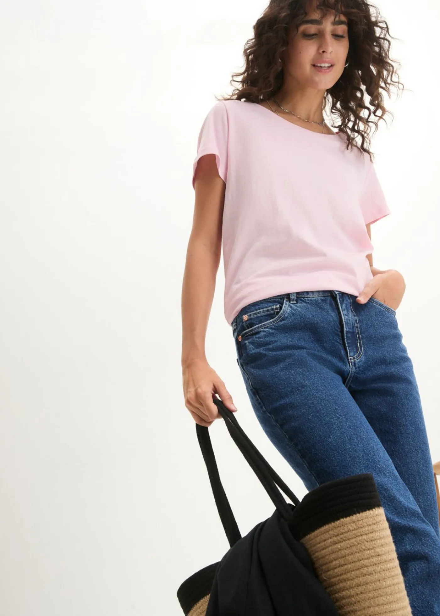 Sale Camiseta de cuello redondo y manga corta (5 unidades) Mujer Básicos|Camisetas