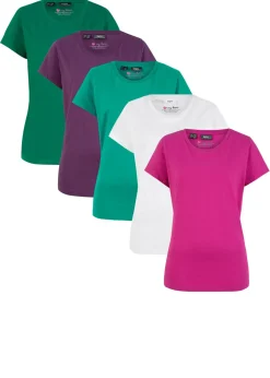 Sale Camiseta de cuello redondo y manga corta (5 unidades) Mujer Básicos|Camisetas