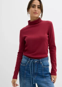 Camiseta de cuello vuelto de algodón orgánico puro Mujer Básicos|Camisetas