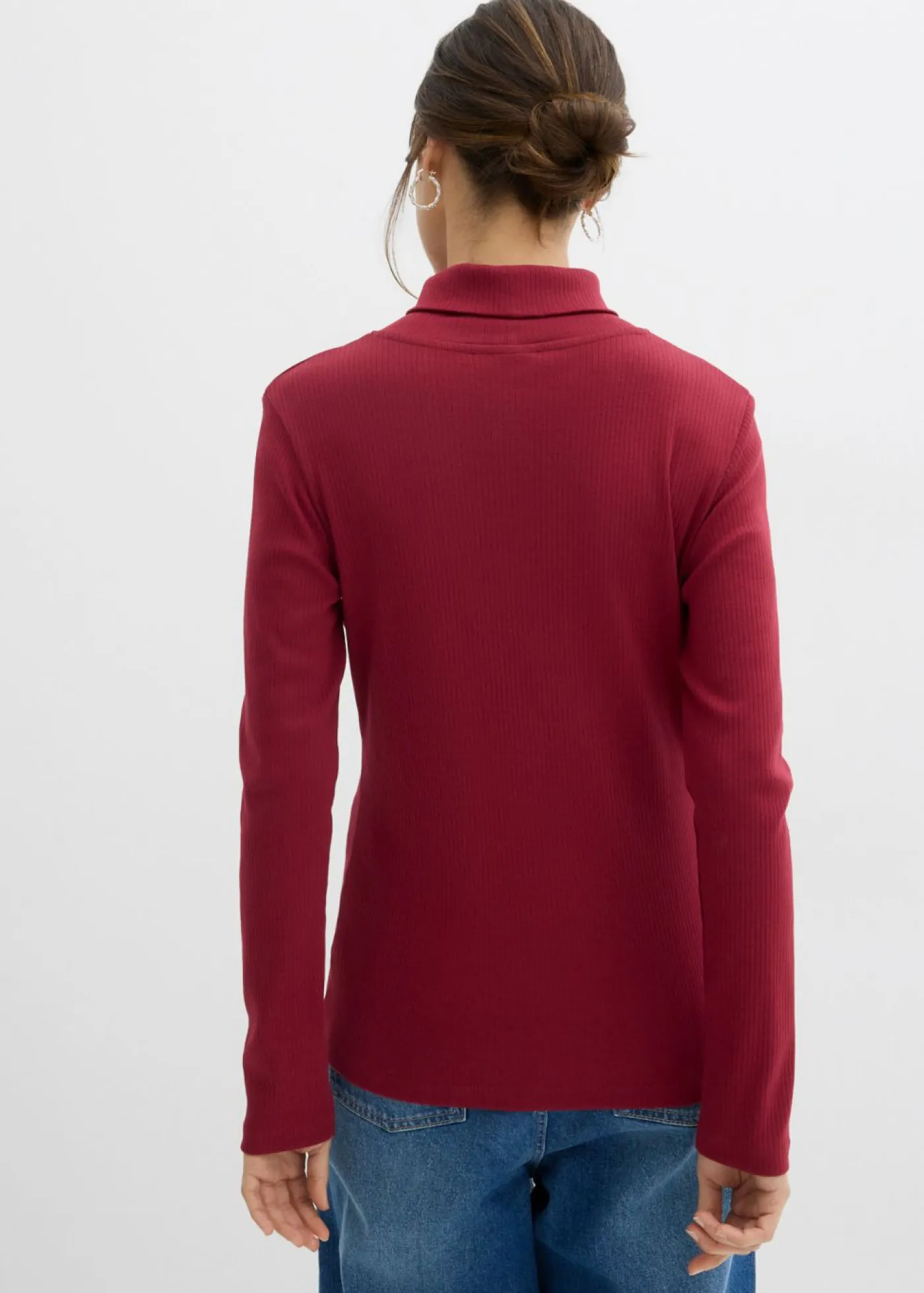 Camiseta de cuello vuelto de algodón orgánico puro Mujer Básicos|Camisetas