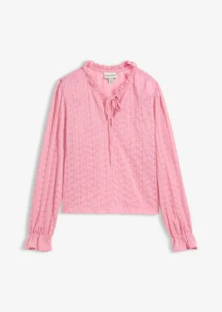 Clearance Camiseta de encaje con mangas abullonadas Mujer Camisetas|Novedades
