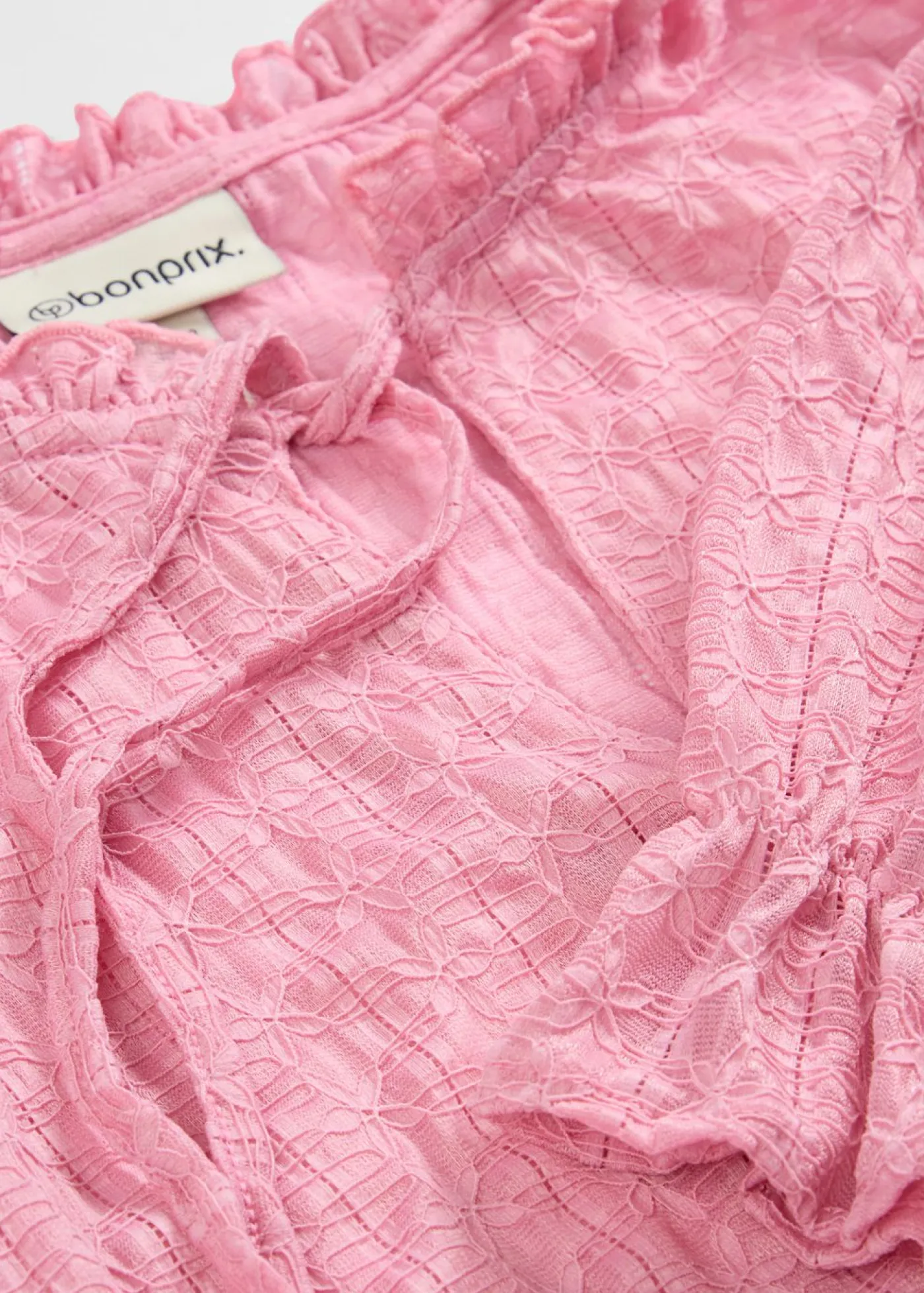 Clearance Camiseta de encaje con mangas abullonadas Mujer Camisetas|Novedades