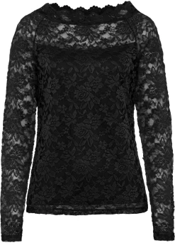 Best Camiseta de encaje con manga larga Mujer Camisetas