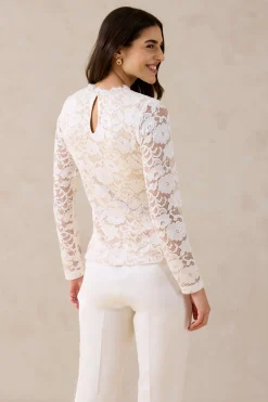 New Camiseta de encaje de manga larga Mujer Camisetas|Novedades
