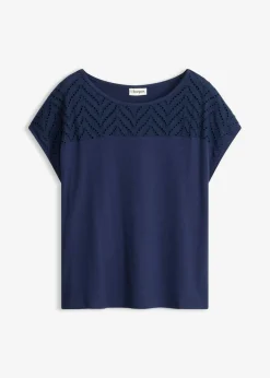 Best Camiseta de encaje de viscosa suave Mujer Camisetas|Novedades