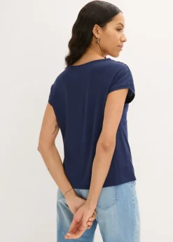 Best Camiseta de encaje de viscosa suave Mujer Camisetas|Novedades
