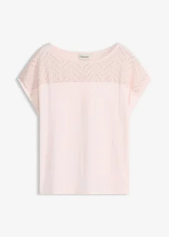 Outlet Camiseta de encaje de viscosa suave Mujer Camisetas|Novedades