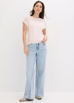 Outlet Camiseta de encaje de viscosa suave Mujer Camisetas|Novedades