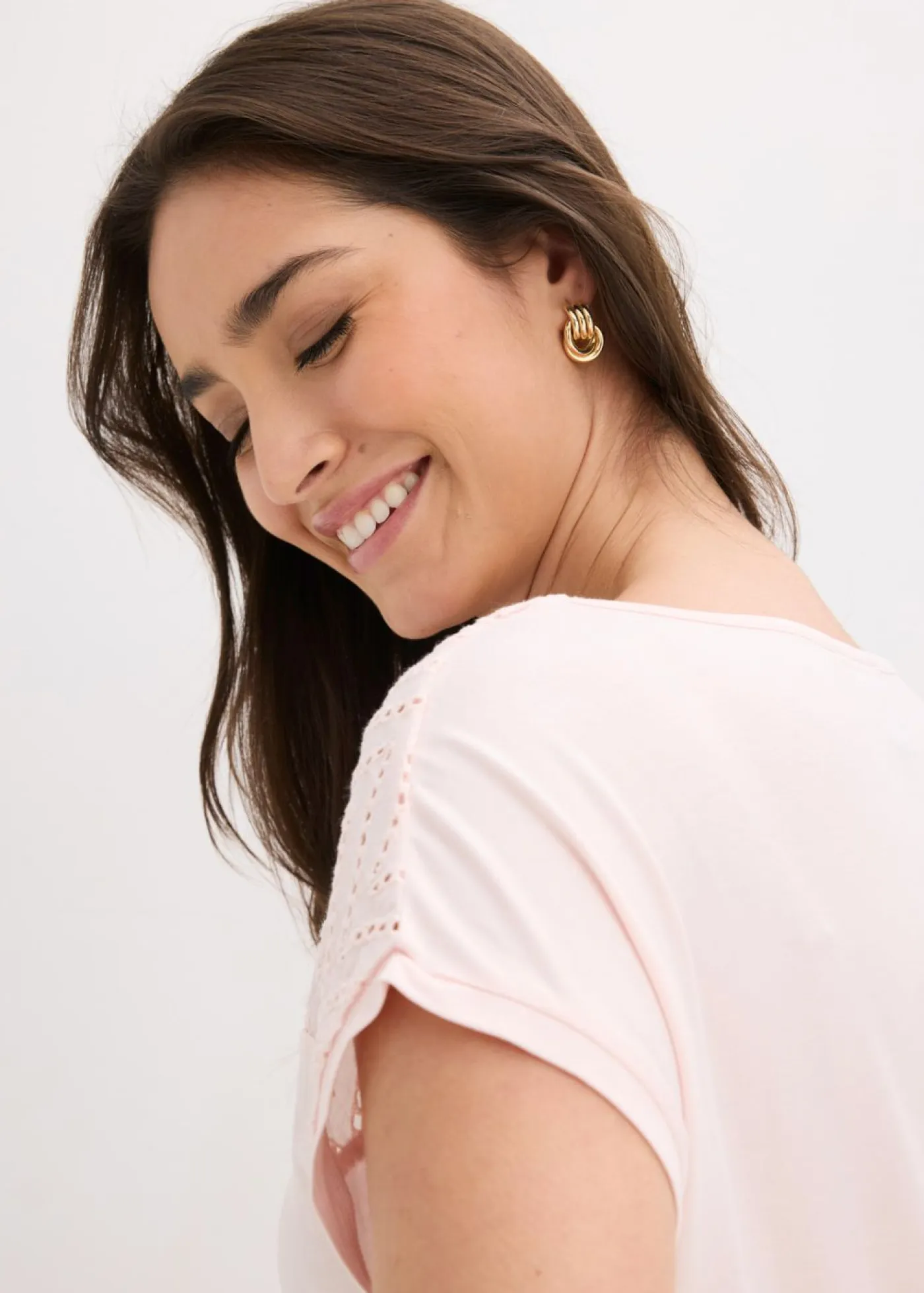 Outlet Camiseta de encaje de viscosa suave Mujer Camisetas|Novedades