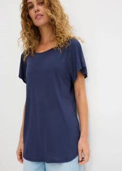 Best Camiseta de hilo flameado con mangas de murciélago Mujer Camisetas