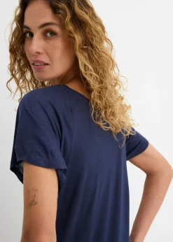 Best Camiseta de hilo flameado con mangas de murciélago Mujer Camisetas