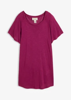 Best Camiseta de hilo flameado con mangas de murciélago Mujer Camisetas