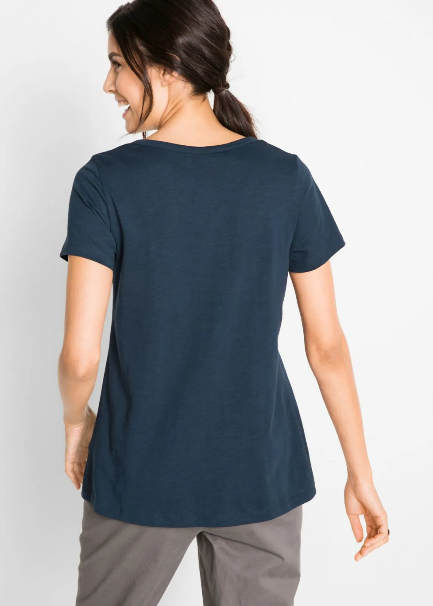 Clearance Camiseta de hilo flameado de algodón con manga corta Mujer Camisetas