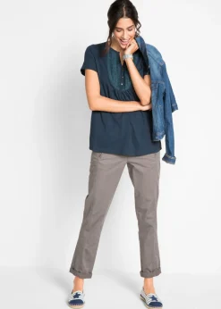 Clearance Camiseta de hilo flameado de algodón con manga corta Mujer Camisetas