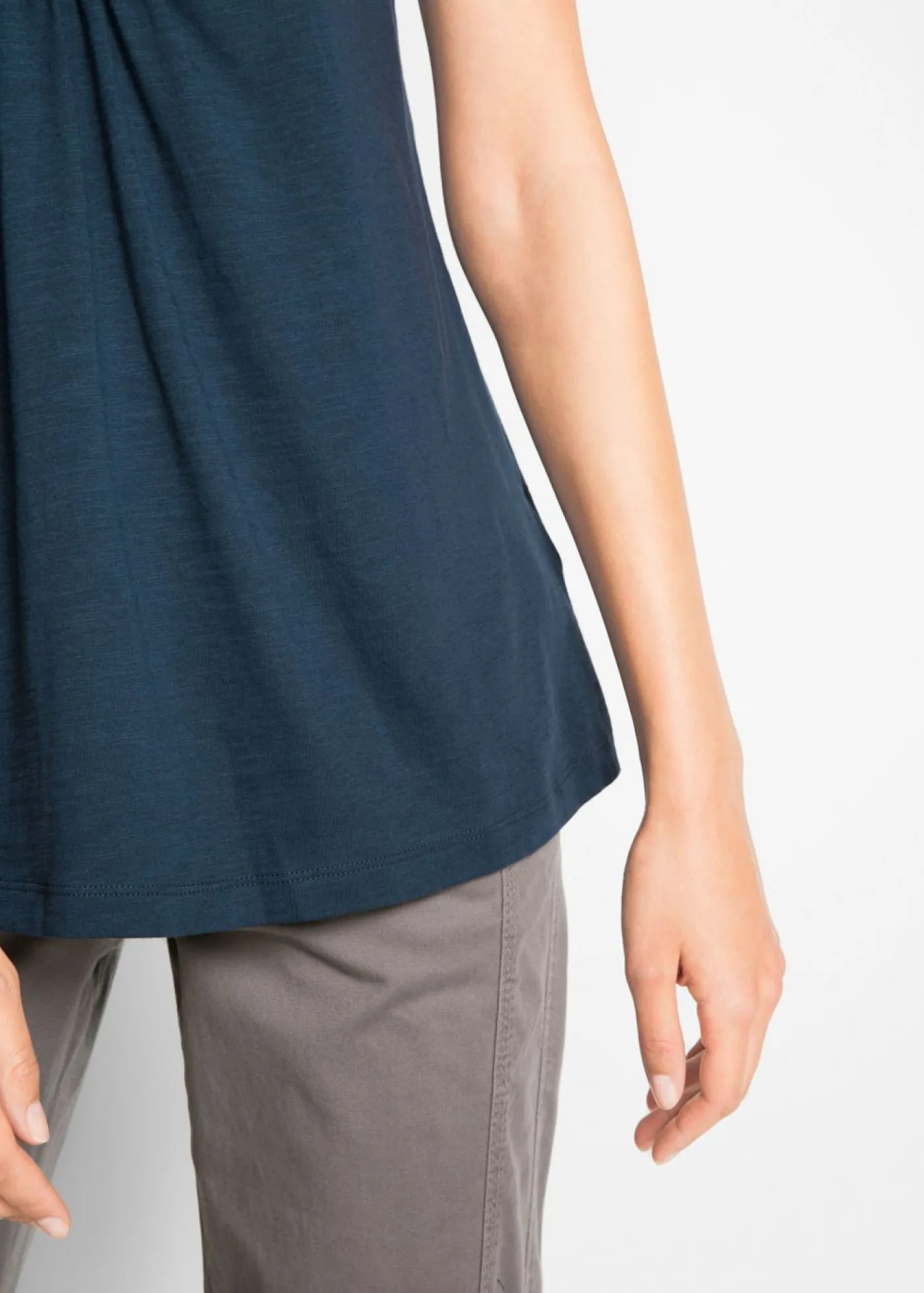 Clearance Camiseta de hilo flameado de algodón con manga corta Mujer Camisetas