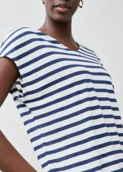 Best Camiseta de lino puro con mangas tipo murciélago Mujer Premium|Camisetas