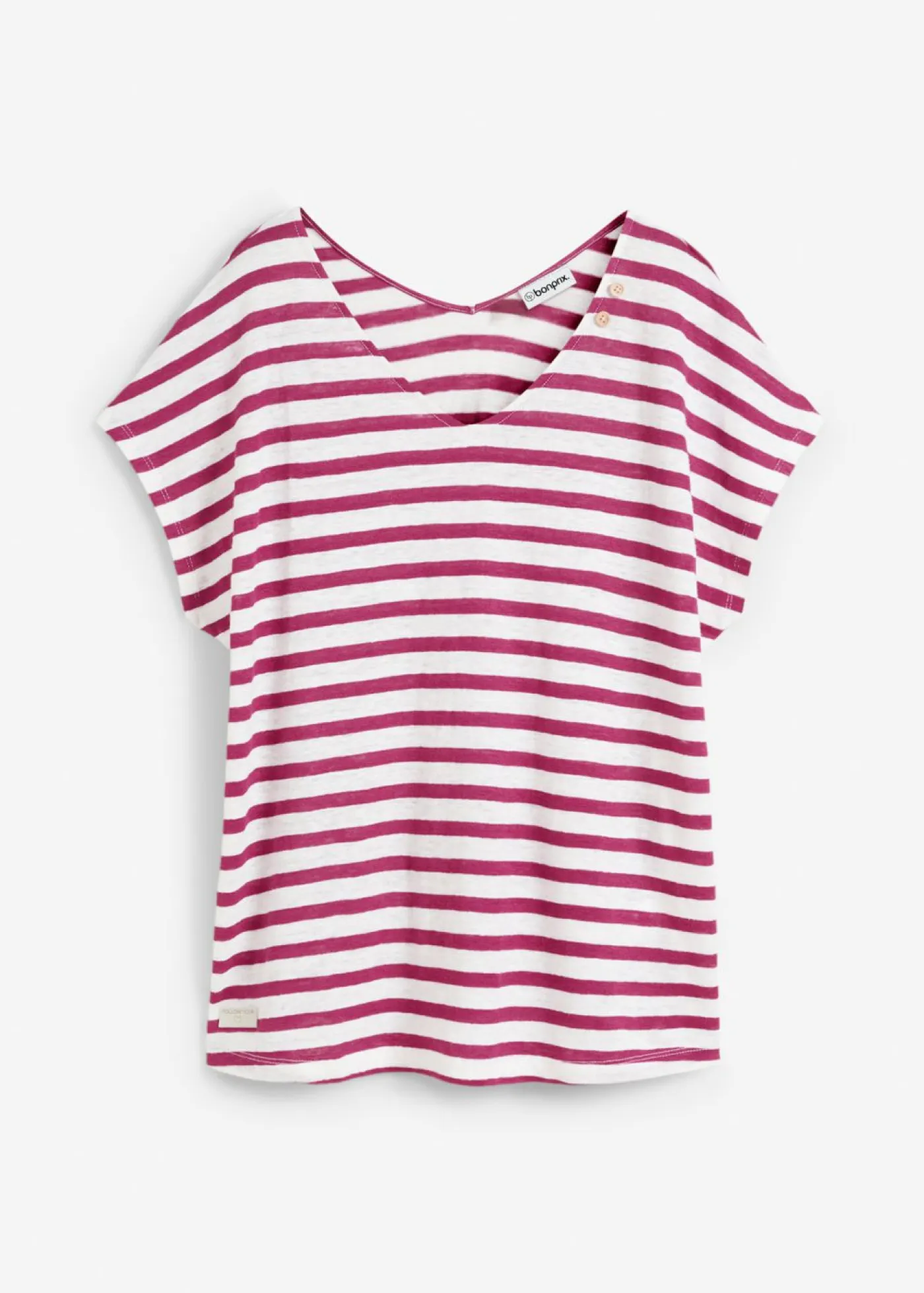Online Camiseta de lino puro con mangas tipo murciélago Mujer Premium|Camisetas